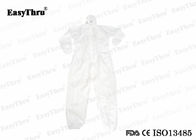 Pakaian pelindung isolasi sekali pakai berwarna putih, pakaian penutup non tenunan S M L XL XXL XXXL