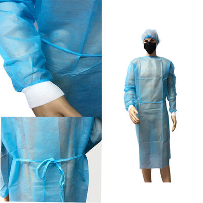 Knitted Cuff Protective Isolation Gown Waterproof Elastis sekali pakai